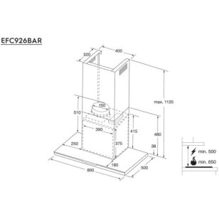 Electrolux 伊萊克斯 EFC926BAR 90厘米 1100m³/h 掛牆煙囪式抽油煙機 (不銹鋼)