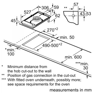 Bosch PRA3A6B70X 30厘米 嵌入式單頭煤氣煮食爐