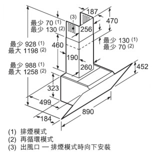 Bosch DWK98JQ66 90厘米 836m³/h 傾斜煙囪式抽油煙機