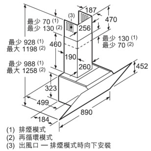 Bosch DWK97JM20 90厘米 722m³/h 傾斜煙囪式抽油煙機